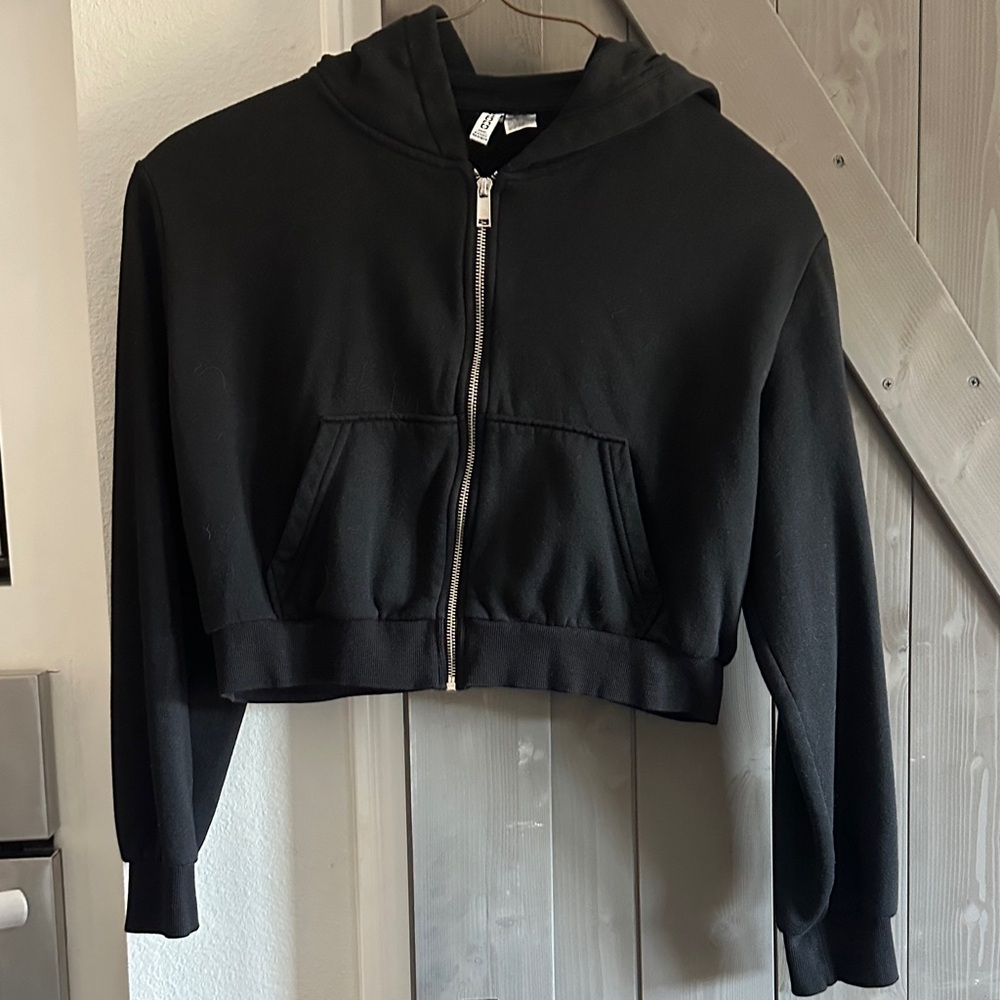 Divided Black Cropped Hoodie Jacket